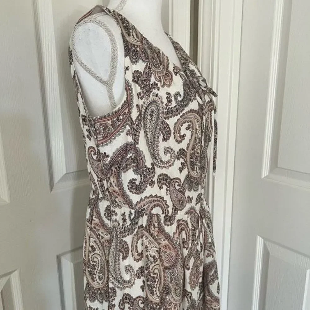 Bardot Paisley Sleeveless Wide Leg Linen Jumpsuit Medium